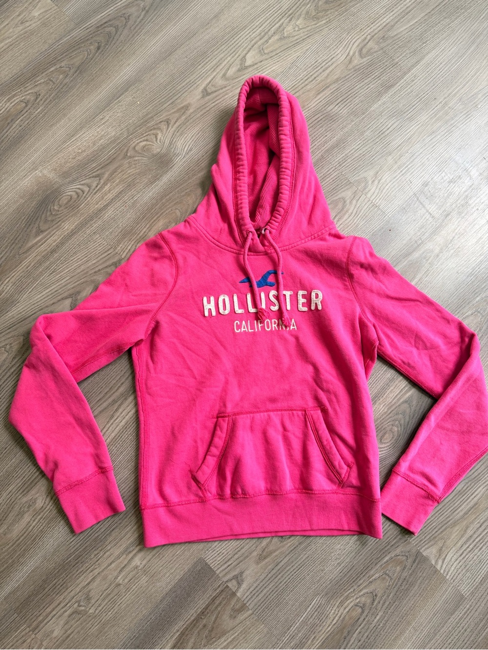Hollister Hot Pink Embroidered Logo Pullover Hoodie